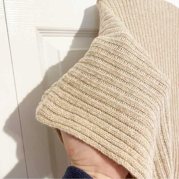 Anthropologie Wool Blend Oversized Ribbed Knit Sweater Twist Front Poncho OS - Picture 7 of 7